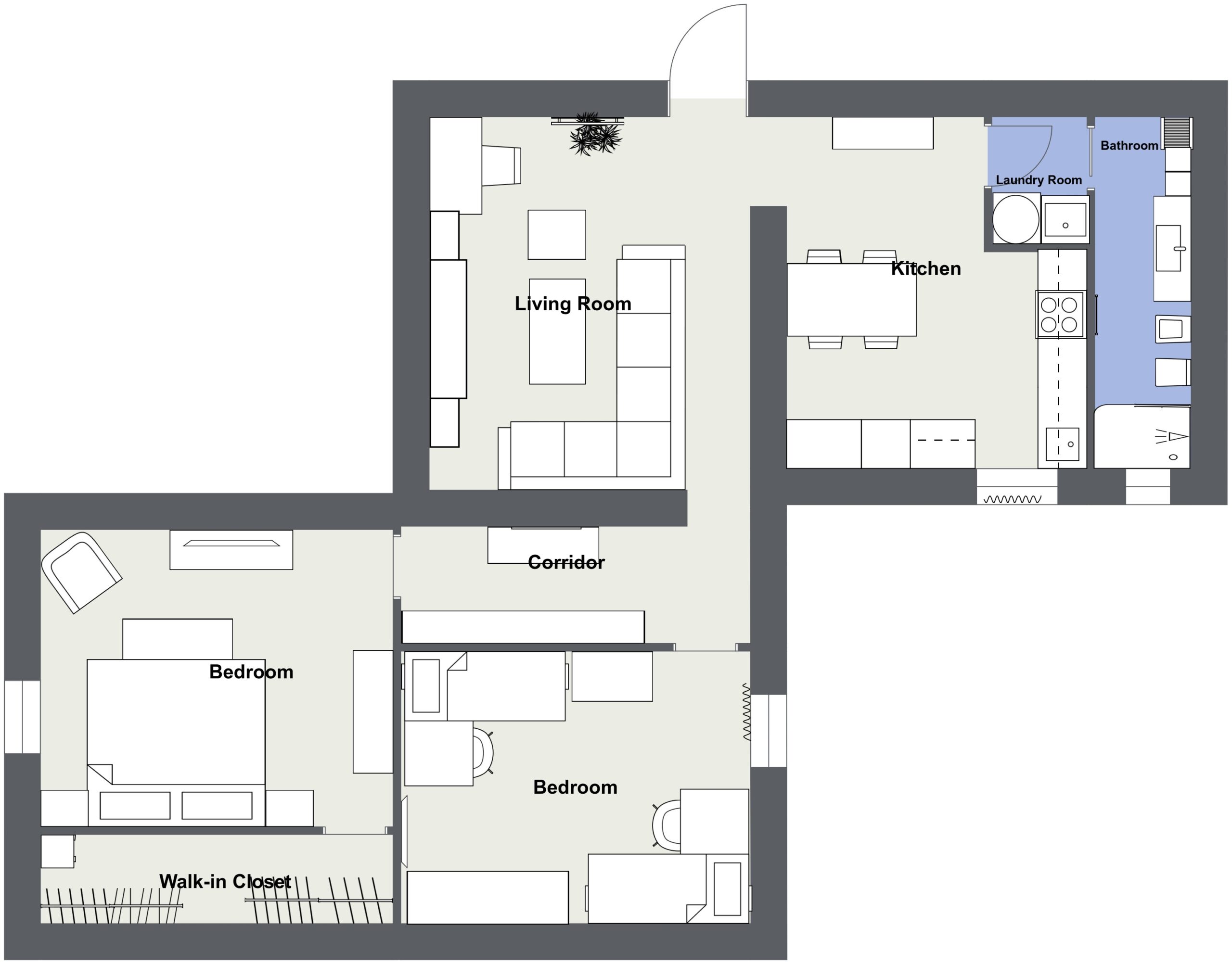 Via delle acque 4 - 520 - Level 1 - 2D Floor Plan
